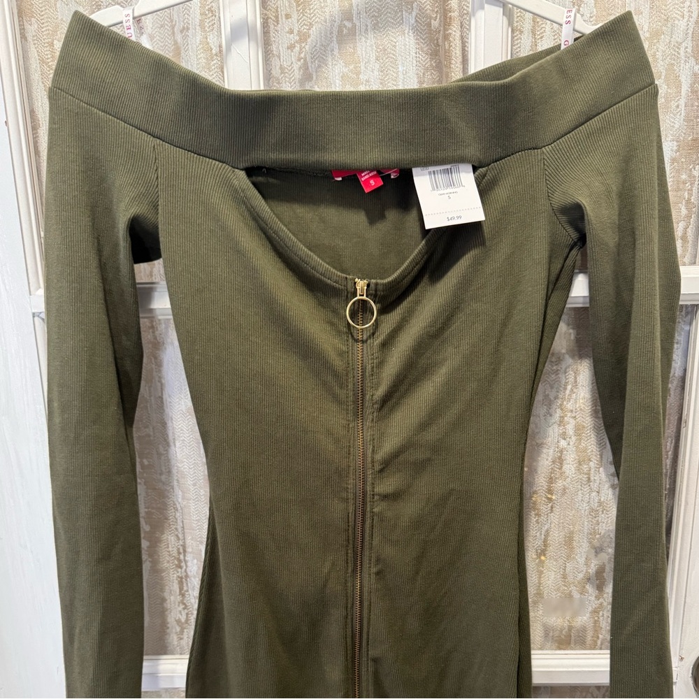 Olive Green Off-Shoulder Dress